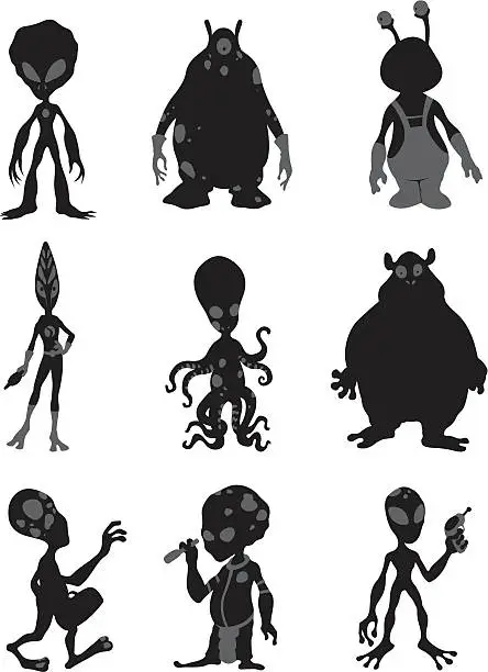 Vector illustration of Collection of aliens