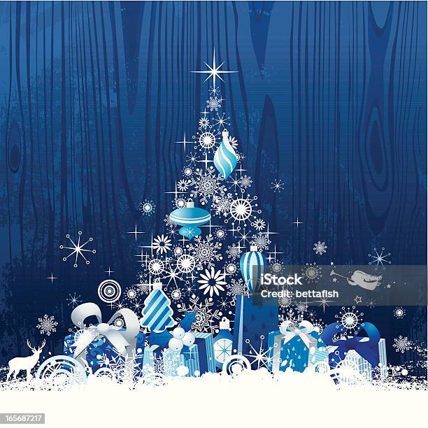 Sapin De Noël Avec Des Cadeaux Vecteurs libres de droits et plus d'images vectorielles de Boule de Noël - Boule de Noël, Gravure sur bois, Abstrait