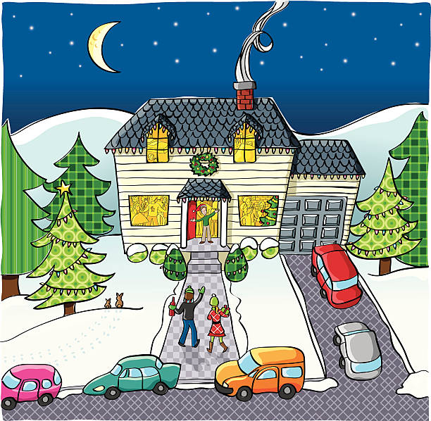 Home for the holidays vector art illustration