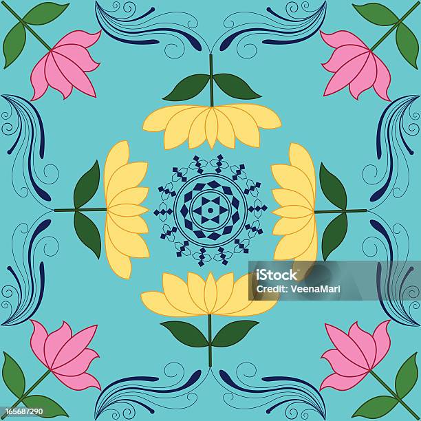 Lotus Rangoli Design Stock Vektor Art und mehr Bilder von Blume - Blume, Folk, Bildhintergrund
