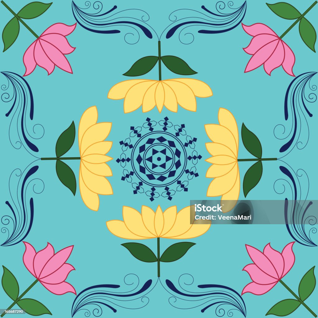 Lotus Rangoli. - clipart vectoriel de Fleur - Flore libre de droits