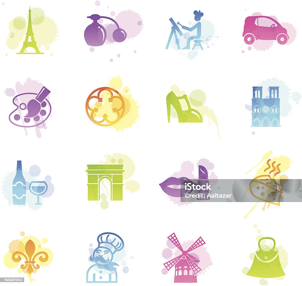 Taches icônes & de Paris, France - clipart vectoriel de Palette libre de droits