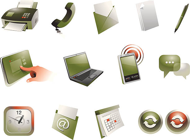 Communication Icons Set vector art illustration