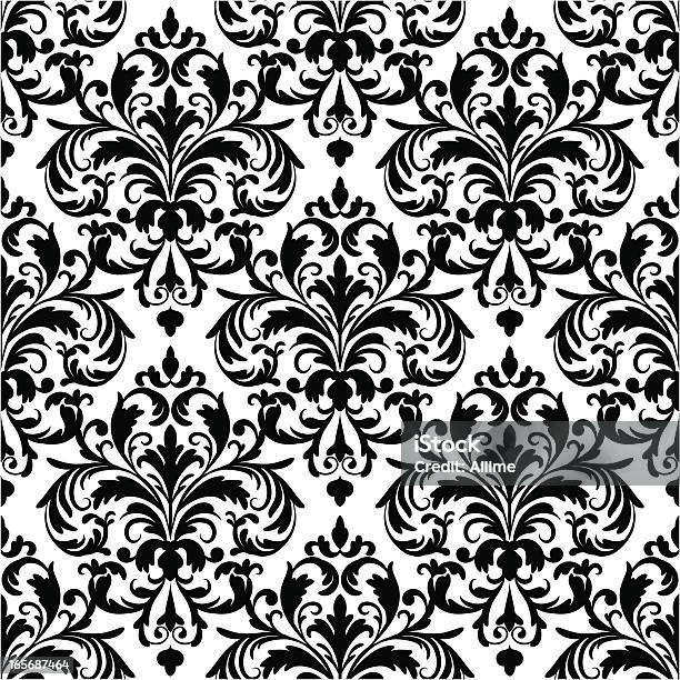 Klassisches Schwarz Und Weiß Nahtlose Muster Stock Vektor Art und mehr Bilder von Bildhintergrund - Bildhintergrund, Blumenmuster, Illustration