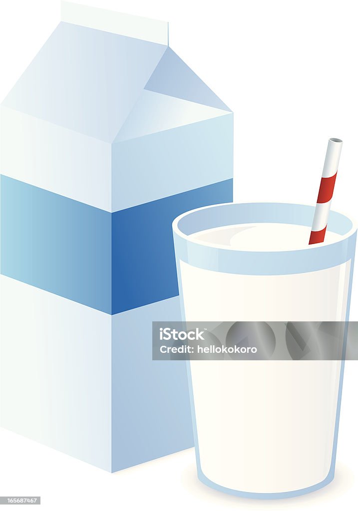 Молоко с трубкой и упаковки - Векторная графика Молоко роялти-фри
