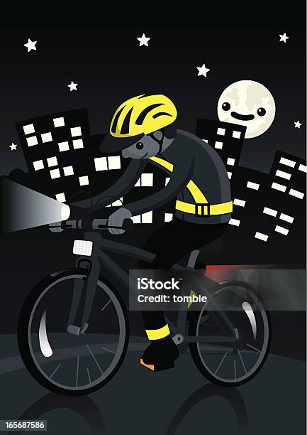 Cycliste De Nuit Vecteurs libres de droits et plus d'images vectorielles de Vélo - Vélo, Nuit, Vêtement à haute visibilité