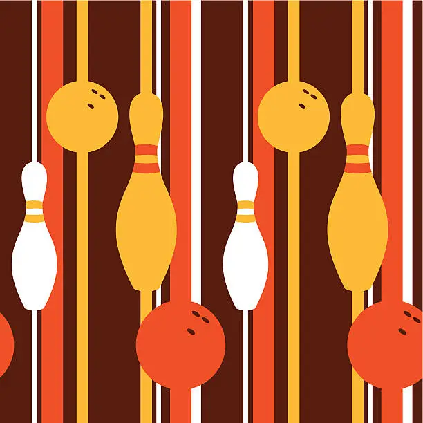 Vector illustration of A retro seamless pattern with a bowling theme
