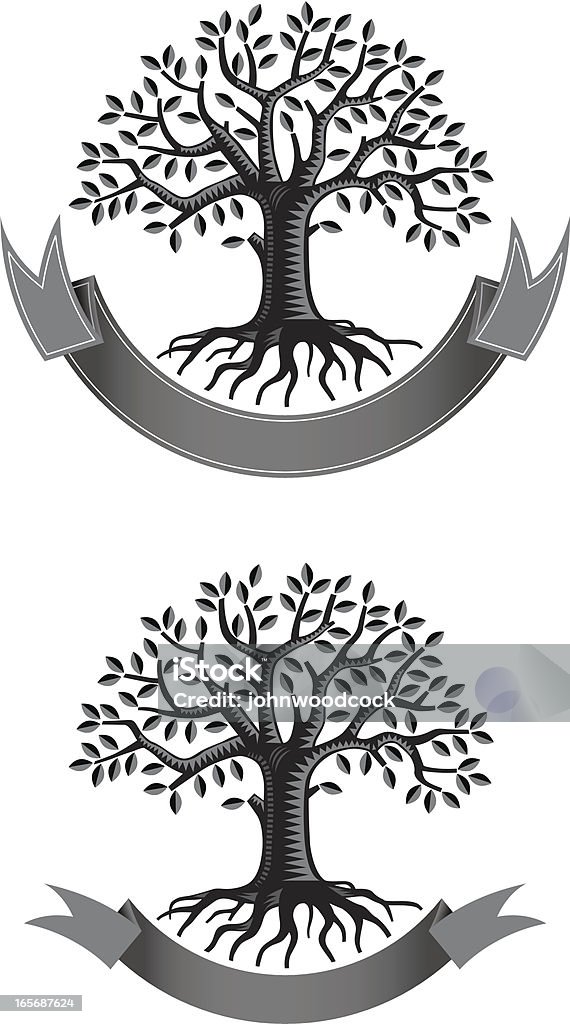 Racine arbre feuillu bannière - clipart vectoriel de Arbre libre de droits