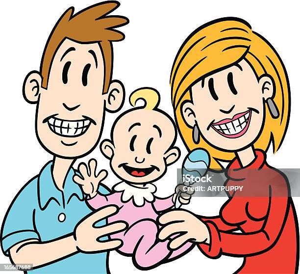 Vetores de Família Feliz Com O Bebê e mais imagens de Adulto - Adulto, Amor, Bebê
