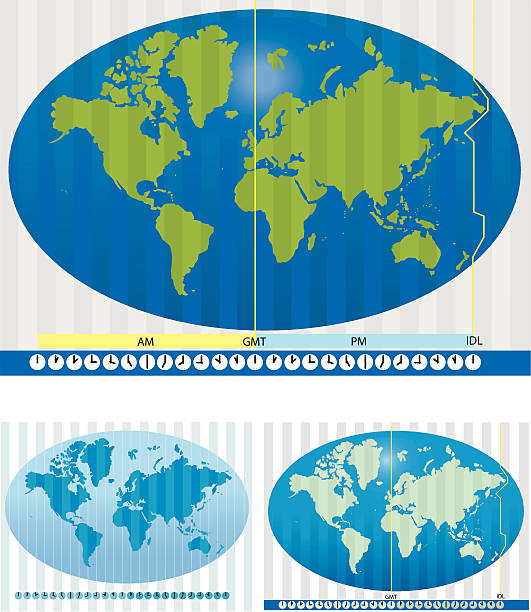 マップ、世界のタイムゾーン表示 - the greenwich meridian点のイラスト素材／クリップアート素材／マンガ素材／アイコン素材