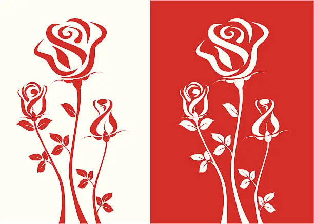 Vector illustration of Three Roses