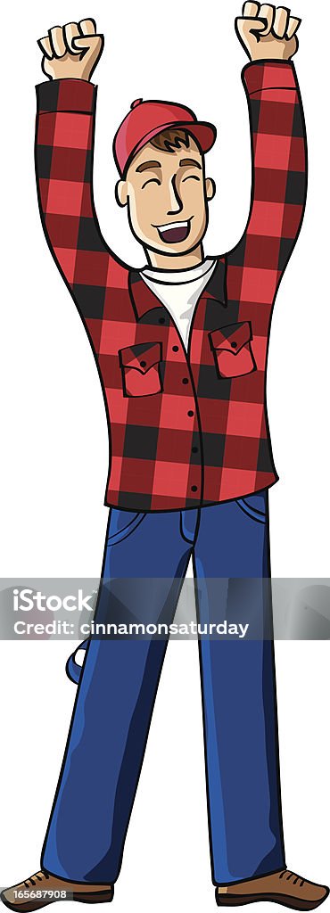 Homme en chemise jack acclamations - clipart vectoriel de Chemise écossaise libre de droits