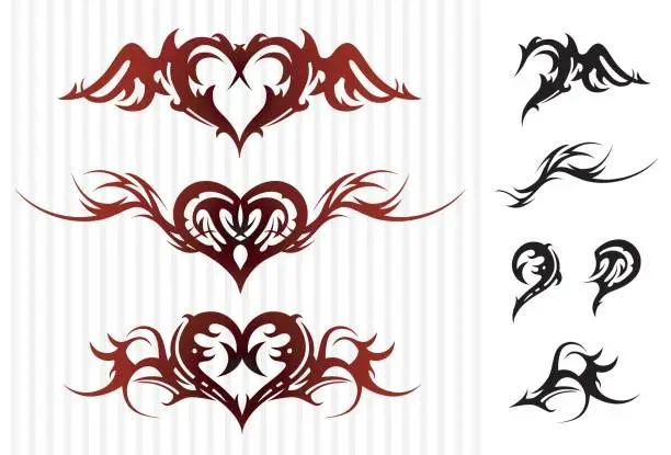 Vector illustration of love tattoos