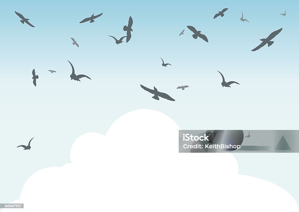 Pájaros en el cielo con nubes de fondo - arte vectorial de Actividad móvil general libre de derechos