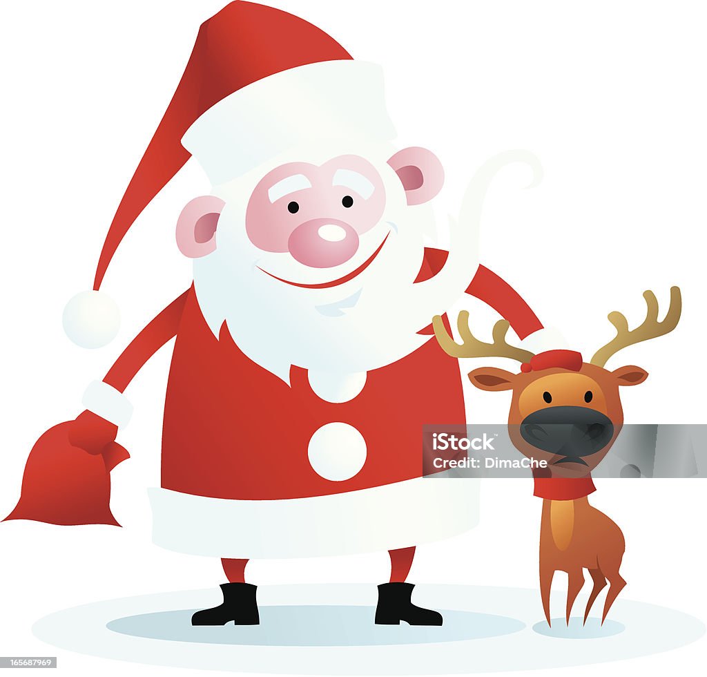 Santa com pequenas deer - Vetor de Adulto royalty-free