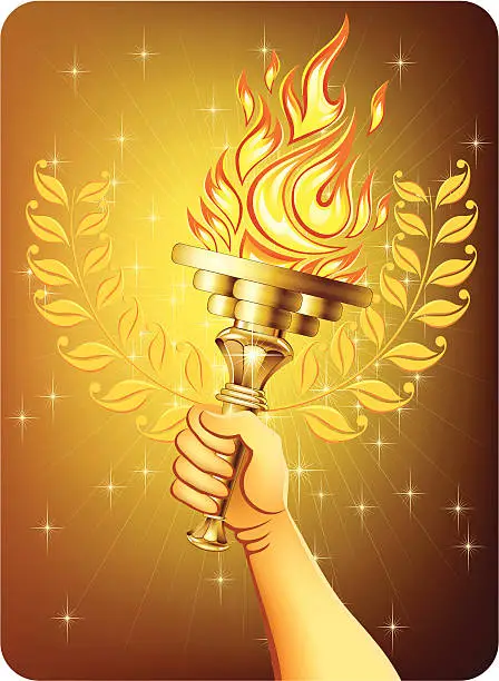 Vector illustration of Hand holding a torch