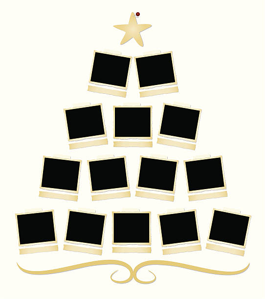 Christmas Family Tree Christmas tree made out of empty photo frames - just add your images and text to create a great Christmas message. christmas tree photos stock illustrations