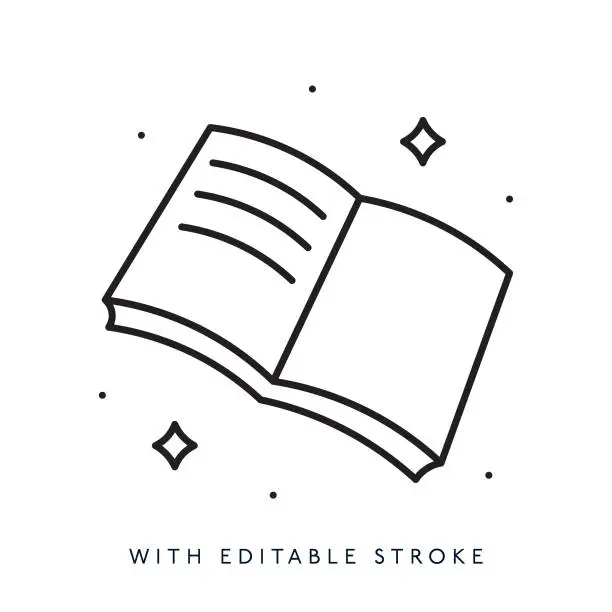 Vector illustration of Open book line icon Editable Stroke