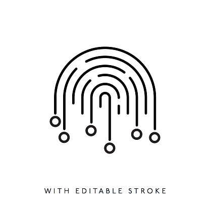 Fingerprint Impression Line Icon Editable Stroke