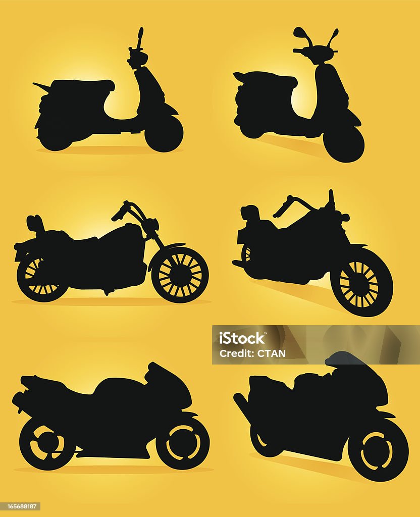 motorbike silhouettes Back Lit stock vector