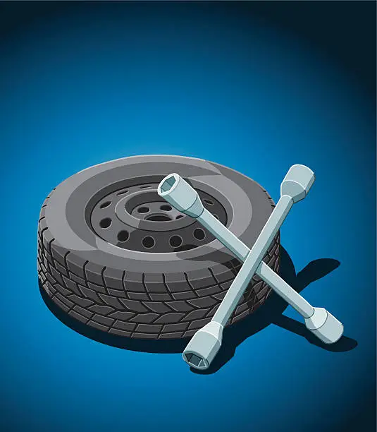 Vector illustration of Car Tire Change