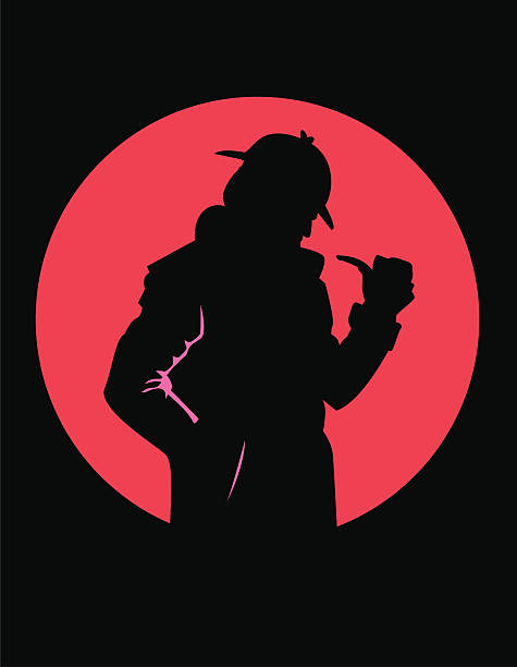 Detective Silhouette Retro style detective silhouette detective illustrations stock illustrations