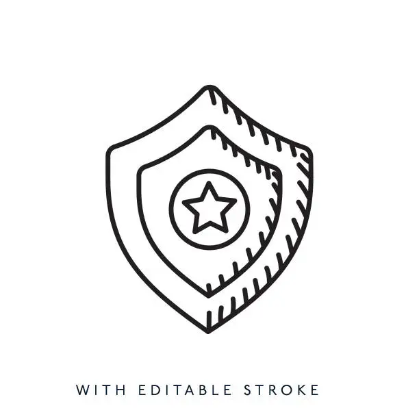 Vector illustration of Shield Line Icon Editable Stroke
