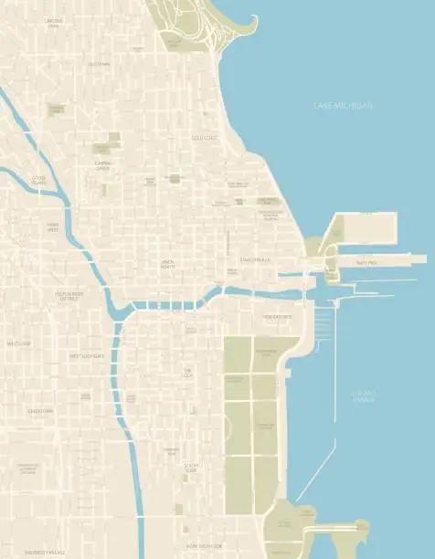 Vector illustration of Chicago Downtown Map