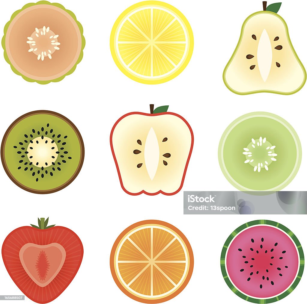 In Scheiben geschnittenes Obst - Lizenzfrei Geschnitten Vektorgrafik