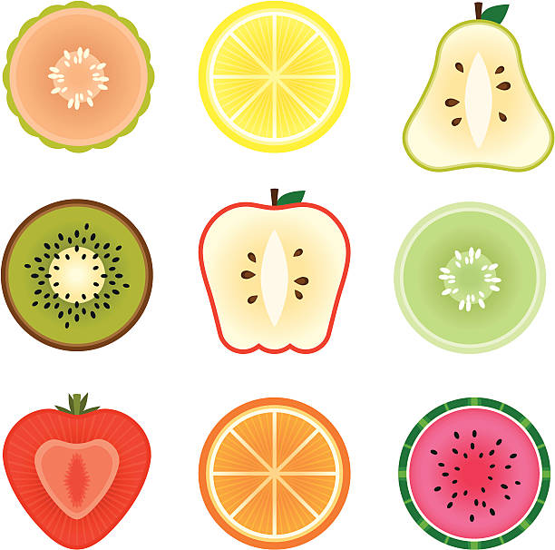 in scheiben geschnittenes obst - melon watermelon cantaloupe portion stock-grafiken, -clipart, -cartoons und -symbole