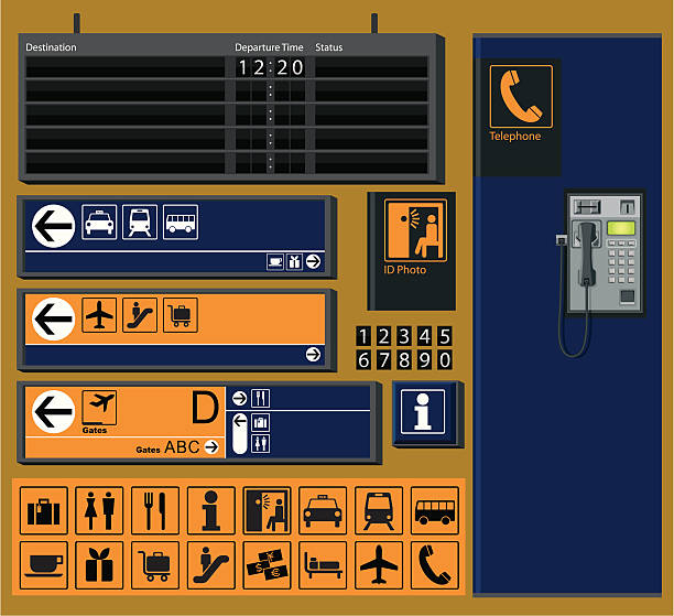 аэропорт знаки и обозначения - coin operated pay phone telephone communication stock illustrations