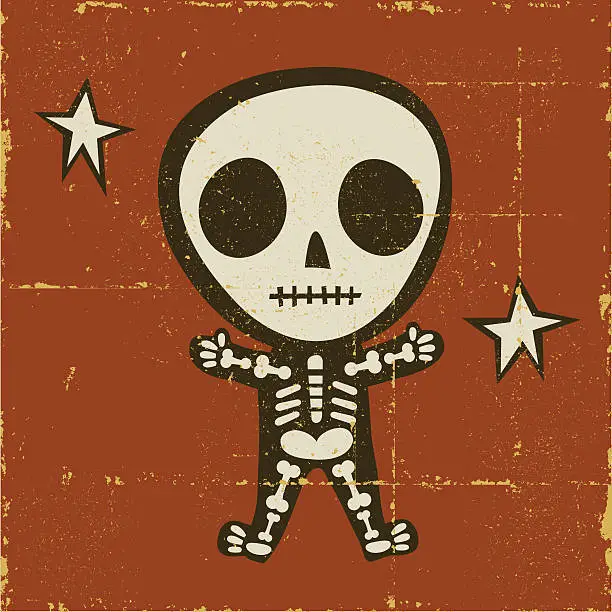 Vector illustration of Folk Art Skeleton