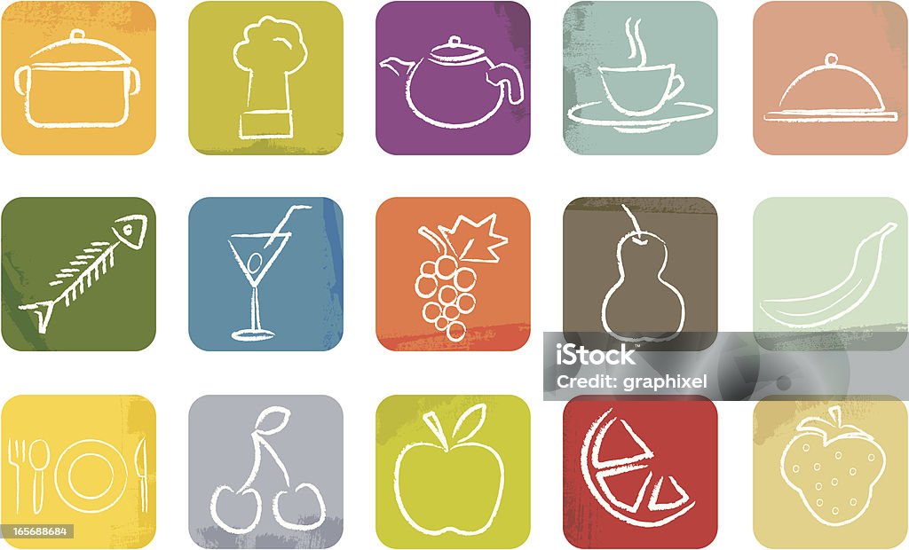 Coloré dessiné & icônes de Restaurant - clipart vectoriel de Aliment libre de droits