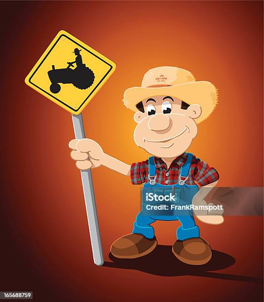 Agricultor Homem Tractor Sinal De Trânsito - Arte vetorial de stock e mais imagens de Adulto - Adulto, Agricultor, Agricultura