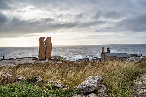 Muxia, Spain - Jun 24, 2023: Memorial for the oil tanker disaster titled A Ferida at Muxia, Costa da Morte, Galicia in Spain