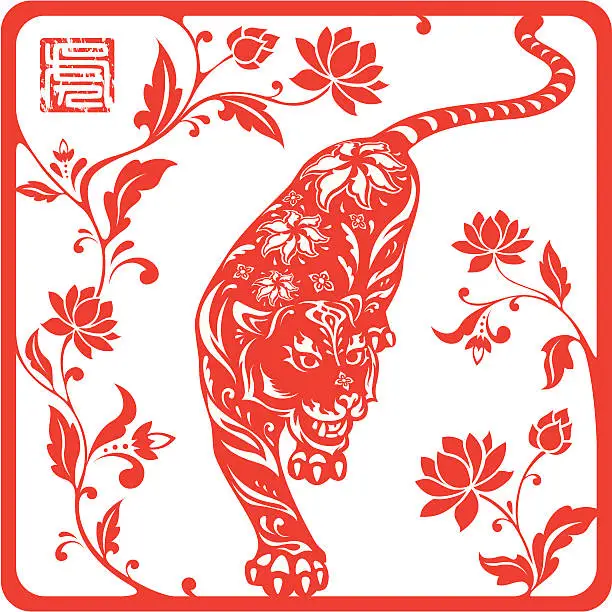 Vector illustration of Chinese year of the tiger 2010 (red)