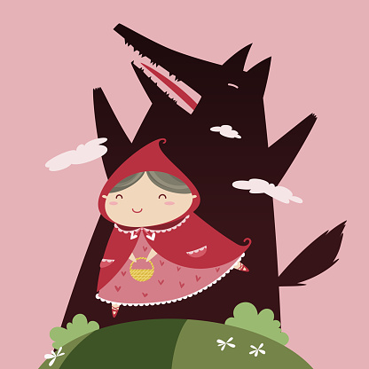 Red Riding Hood and black Wolf