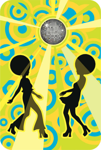 ilustraciones, imágenes clip art, dibujos animados e iconos de stock de retro una discoteca - senior adult old obsolete dancing