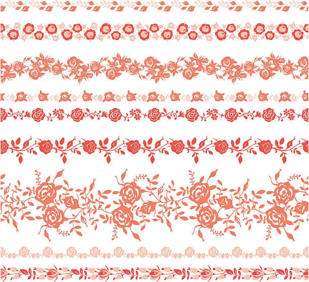 Vector illustration of different stripes with roses