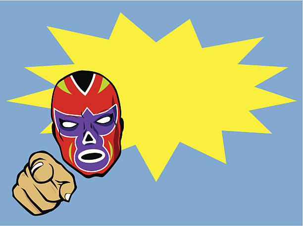 Mexican Wrestler Head Bust vector art illustration
