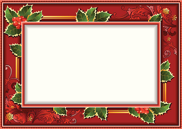 hintergrund-frame der blätter von holly - holly frame christmas picture frame stock-grafiken, -clipart, -cartoons und -symbole