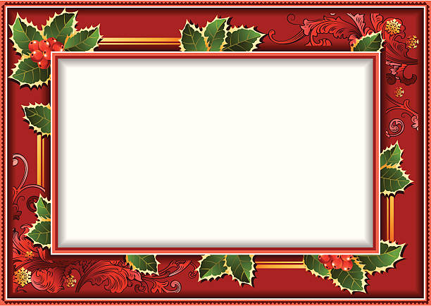 tło-rama z liści holly - holly frame christmas picture frame stock illustrations