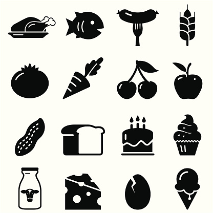 Food and nutrition icon set. Professional icons for your print project or Web site. See more in this series.