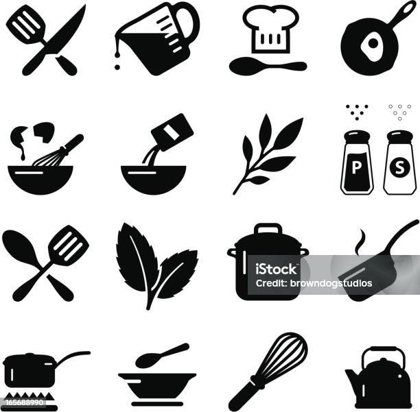 Cooking Icons Black Series Stock Illustration - Download Image Now - Cooking, Vector, Baking