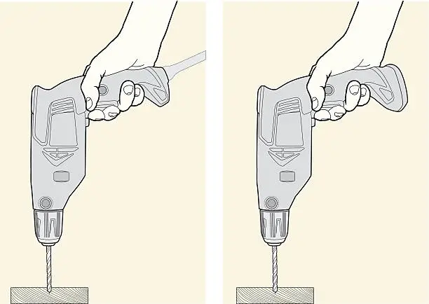 Vector illustration of Hands With Electric Drills