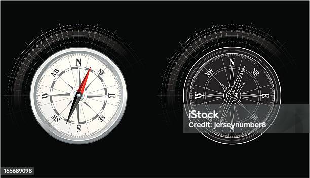 Compass - Immagini vettoriali stock e altre immagini di Bussola magnetica - Bussola magnetica, Direzione, Argentato