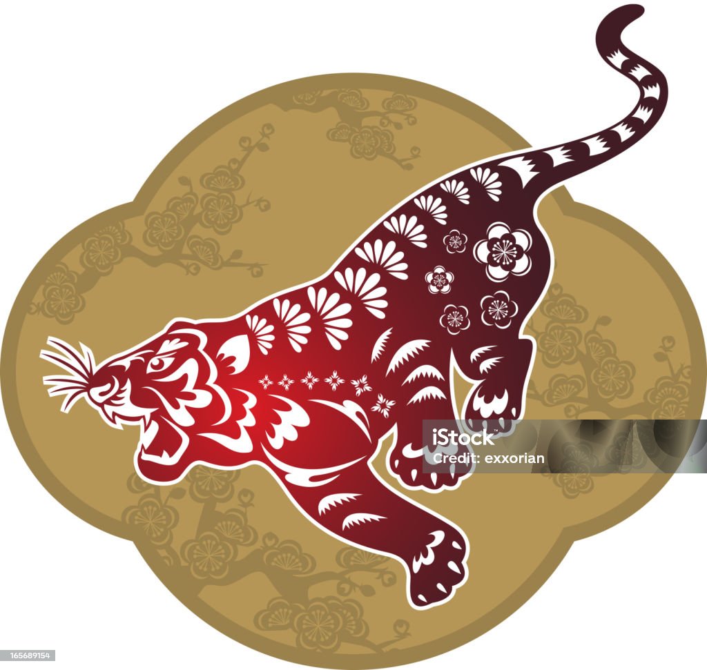 Tiger Art Chinese Paper-cut Art Chinese style of paper cut for year of the tiger Tiger stock vector