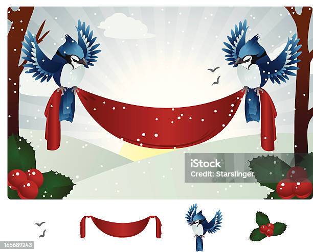 Winterblue Jay Banner Stock Vektor Art und mehr Bilder von Spruchband - Spruchband, Vogel, Halten