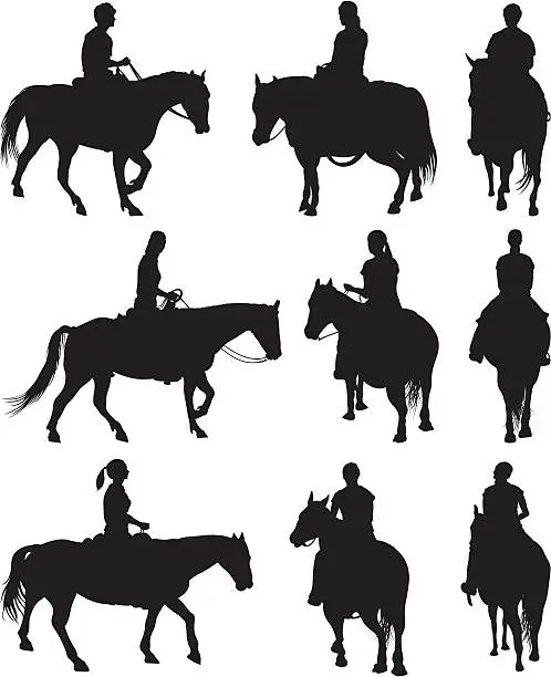 Vector illustration of People riding horses
