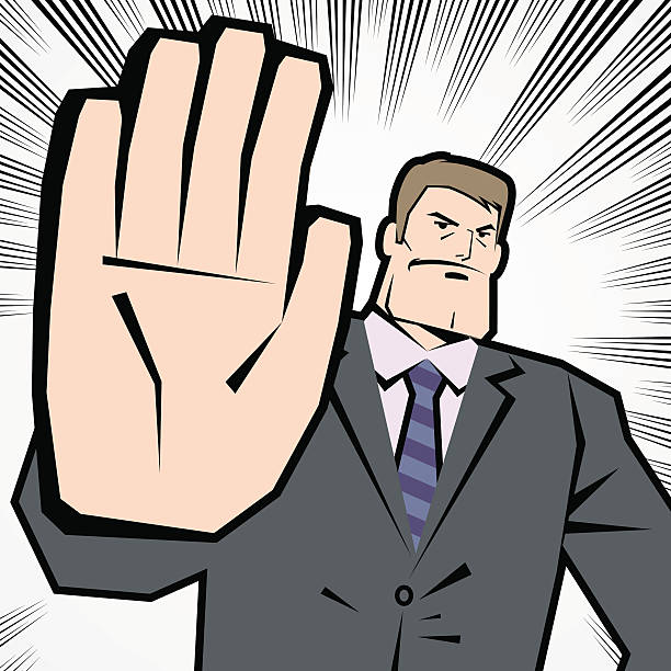 Man Making Stop Gesture! No! Halt! Wait! Caution! Vector illustration – Man Making Stop Gesture! No! Halt! Wait! Caution! uncompromising stock illustrations